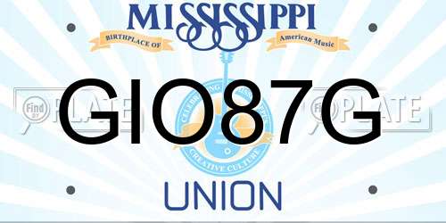 GIO87G Mississippi License Plate
