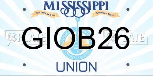 GIOB26 Mississippi License Plate