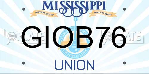 GIOB76 Mississippi License Plate