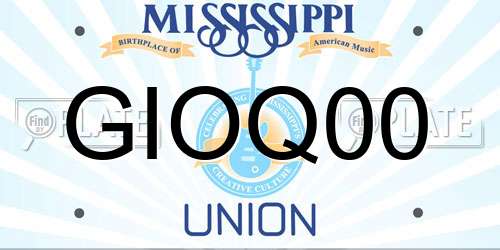 GIOQ00 Mississippi License Plate