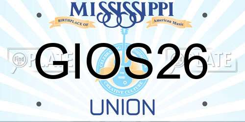 GIOS26 Mississippi License Plate