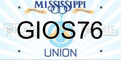 GIOS76 Mississippi License Plate