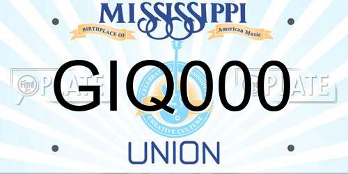 GIQ000 Mississippi License Plate