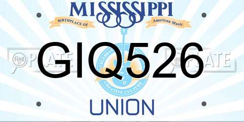 GIQ526 Mississippi License Plate
