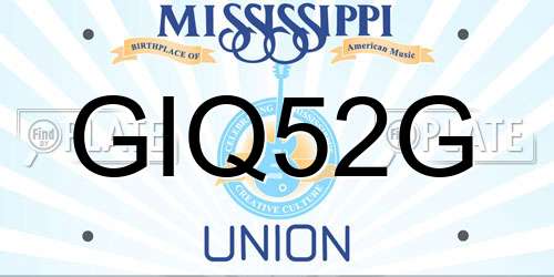 GIQ52G Mississippi License Plate