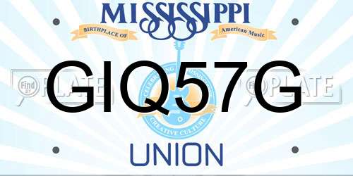 GIQ57G Mississippi License Plate