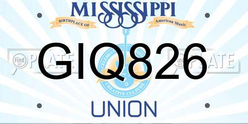GIQ826 Mississippi License Plate