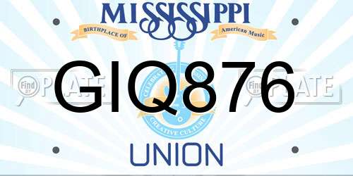 GIQ876 Mississippi License Plate