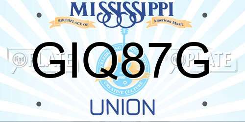 GIQ87G Mississippi License Plate