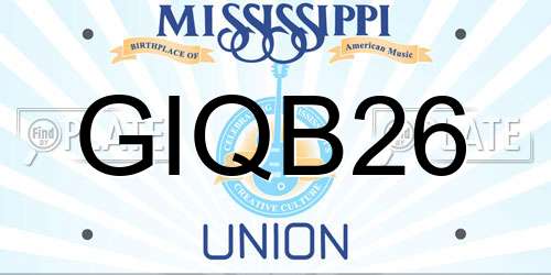 GIQB26 Mississippi License Plate