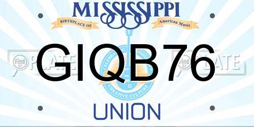 GIQB76 Mississippi License Plate