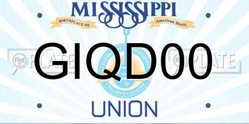 GIQD00 Mississippi License Plate