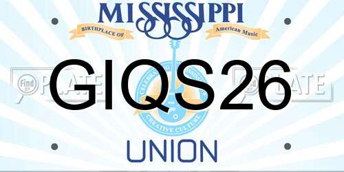 GIQS26 Mississippi License Plate