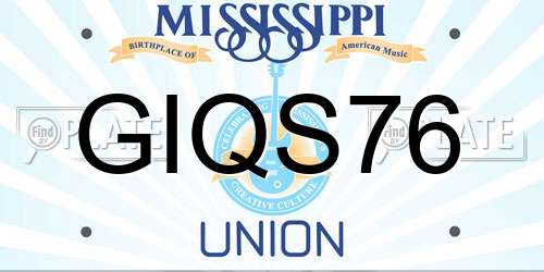 GIQS76 Mississippi License Plate