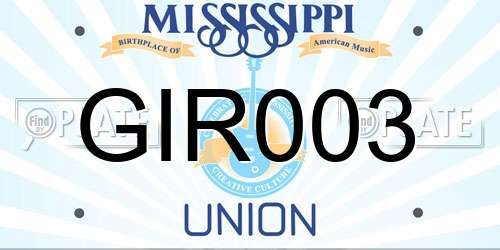 GIR003 Mississippi License Plate