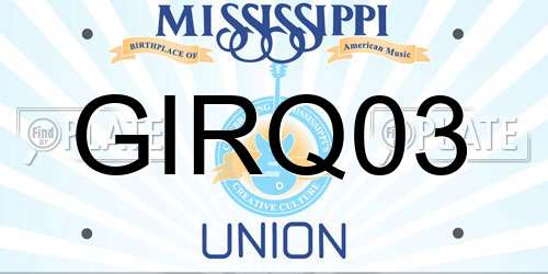 GIRQ03 Mississippi License Plate