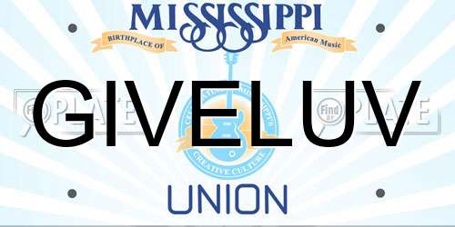 GIVELUV Mississippi License Plate