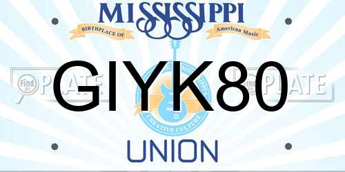 GIYK80 Mississippi License Plate