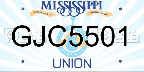 GJC5501 Mississippi License Plate