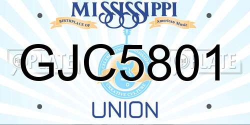 GJC5801 Mississippi License Plate