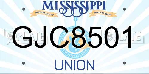 GJC8501 Mississippi License Plate