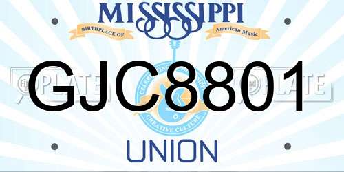 GJC8801 Mississippi License Plate
