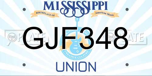 GJF348 Mississippi License Plate