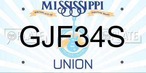 GJF34S Mississippi License Plate