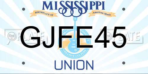 GJFE45 Mississippi License Plate