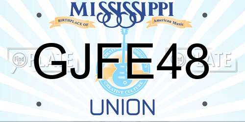 GJFE48 Mississippi License Plate