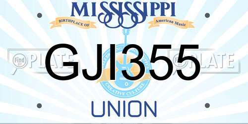 GJI355 Mississippi License Plate