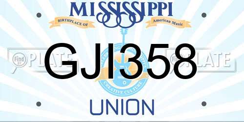 GJI358 Mississippi License Plate