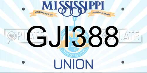 GJI388 Mississippi License Plate
