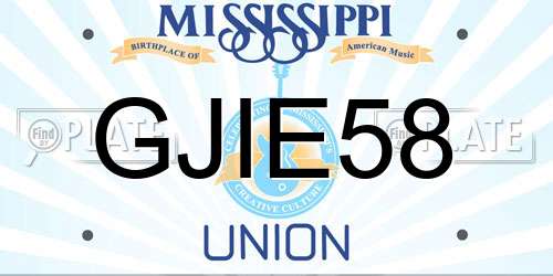 GJIE58 Mississippi License Plate