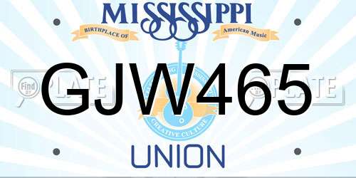 GJW465 Mississippi License Plate