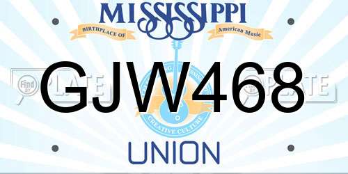 GJW468 Mississippi License Plate