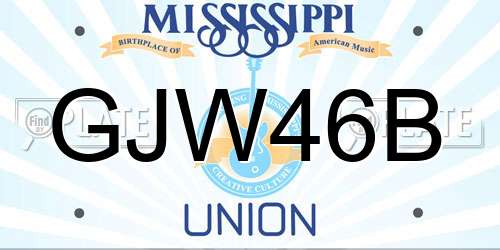 GJW46B Mississippi License Plate
