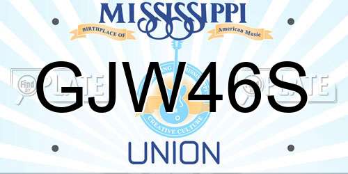 GJW46S Mississippi License Plate