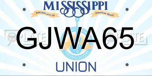 GJWA65 Mississippi License Plate
