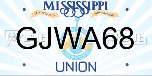 GJWA68 Mississippi License Plate
