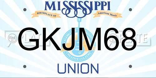 GKJM68 Mississippi License Plate