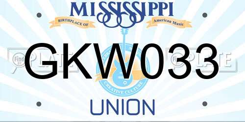 GKW033 Mississippi License Plate