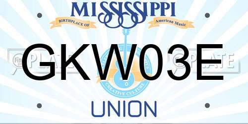 GKW03E Mississippi License Plate