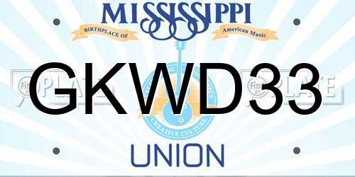 GKWD33 Mississippi License Plate