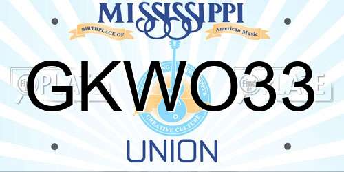 GKWO33 Mississippi License Plate