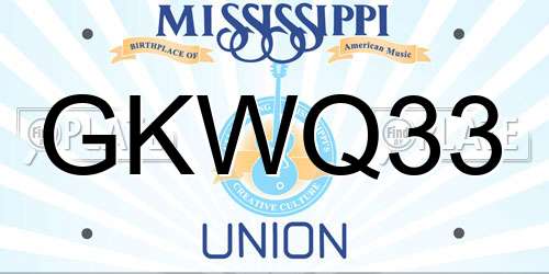 GKWQ33 Mississippi License Plate
