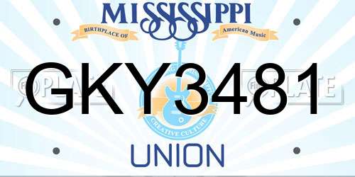GKY3481 Mississippi License Plate