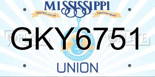 GKY6751 Mississippi License Plate