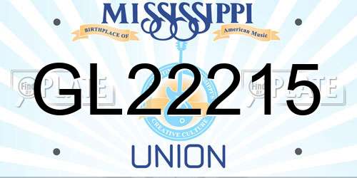 GL22215 Mississippi License Plate