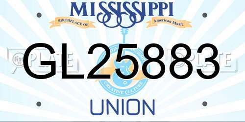 GL25883 Mississippi License Plate